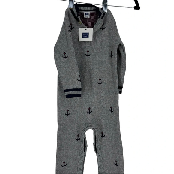 NWT Janie & Jack knit one piece 12-18 mos nautical anchor theme - Picture 2 of 4